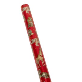Caspari Wild Christmas Red Embossed Foil Gift Wrap - Three Rolls