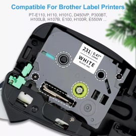Brother TZ-231 TZe-231 PT-D210 For Brother P-Touch 12mm Label Maker Tape 1/2" 100-Pack