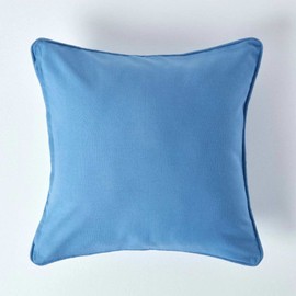 HOMESCAPES - 100% Cotton Plain Airforce Blue Large Cushion Cover - 60 x 60 cm Square - 24 x 24 Inches - Sofa Cushion Pillow Cover - Washable