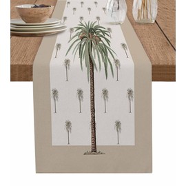 Gsypo Tropical Table Runners 90 Inches Long Palm Tree Summer Table Runner for Family Dinner/Wedding/Outdoor Indoor Party, Cotton-Polyester Blend Dresser Scarf Table Decorations