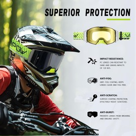 VOZAPOW Dirt Bike Goggles Replacement Lens (Yellow)