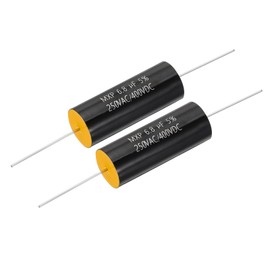 PATIKIL 6.8uF 250AC/400DC V Frequency Divider Capacitor, 2 Pcs Axial Audio Speaker Crossover Step-Less Film Capacitor MKP Capacitor for Audio Equipment Appliances, Yellow