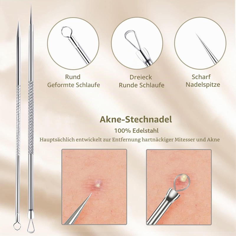 Blackhead Remover Set, High-Quality Stainless Steel Comedone Squeezer, Acne, Whiteheads,
