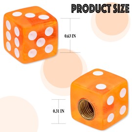 MEAJOO 4PCS Dice Tire Valve Stem Caps,with Rubber Ring, Dust Proof Cover Universal Tire Valve Stem Covers for Cars, SUV, Trucks, Bikes, Motorcycles, Bicycles(Orange)