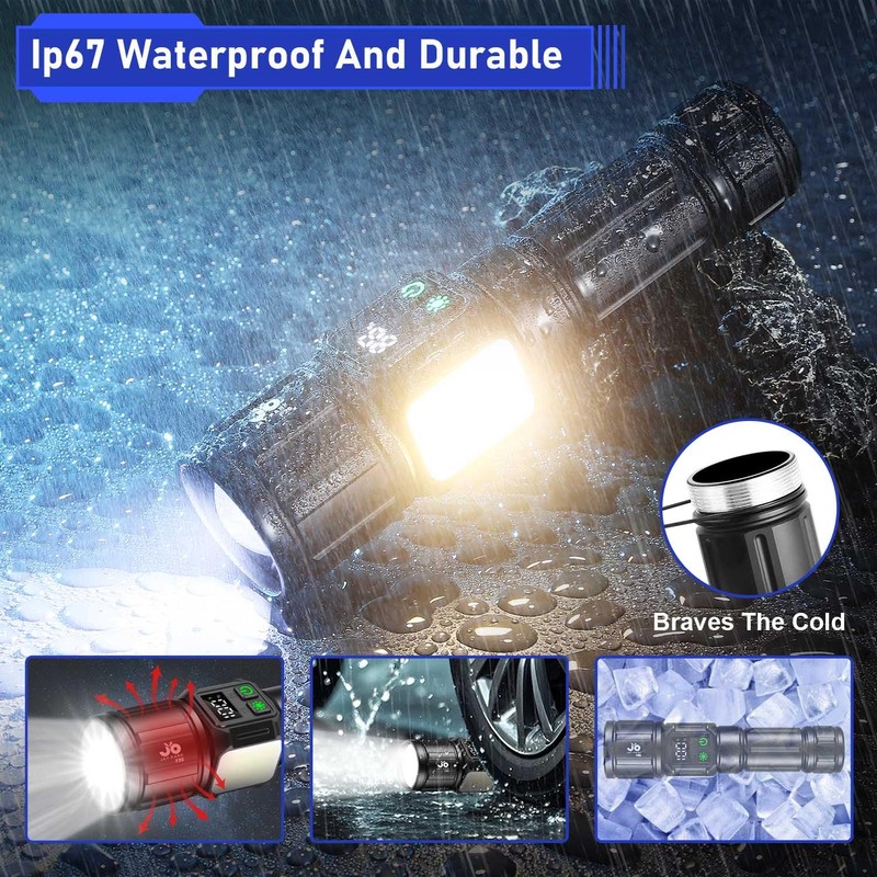 JAY-PARK Flashlights High Lumens, Rechargeable Flashlight 10000 Lumens with Magnetic,