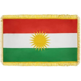 HaniHani - Premium Kurdistan Flag of the Autonomous Region, Size 150 x 90 cm, Three Stripes (Red, White, Green) with Golden Sun and 21 Rays - Kurdish Symbol Brand: HaniHani
