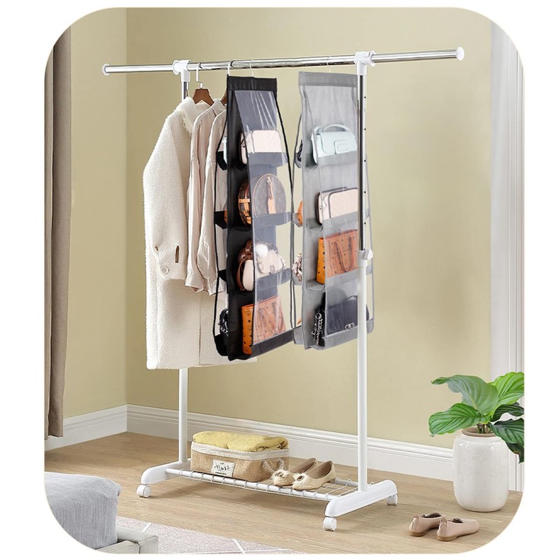 YUNYU Pack of 2 Hanging Bag Storage - Handbag Organiser
