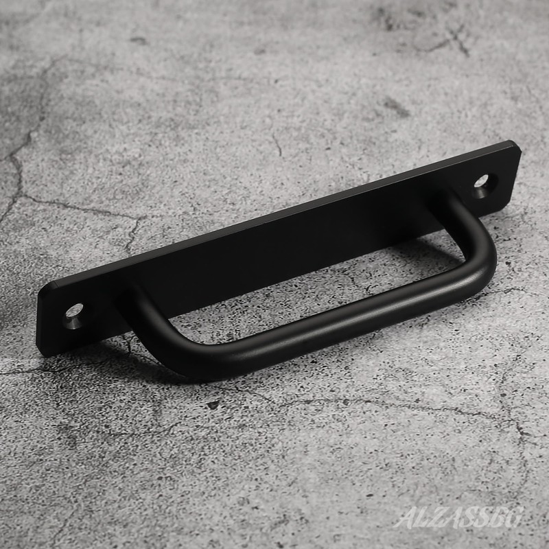 Alzassbg 6 Pack Matt Black Cabinet Pulls, 5 Inch(128mm) Hole