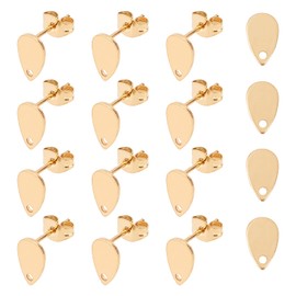 UNICRAFTALE Pack of 30 Tear Drop Stud Earrings, 304 Stainless Steel Earrings, Accessories, Gold Stud Earrings, Crafts, DIY Stud Earrings Blanks with Hole, Hypoallergenic Ear Hooks, DIY Earring Making