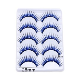 5 Pairs Fluffy Fake Eyelashes Faux Mink Fake Eyelashes Blue Shiny Rhinestone False Eyelashes 3D Thick Long Fake Eyelashes for Women Girls Party Stage Dance Makeup Masquerade