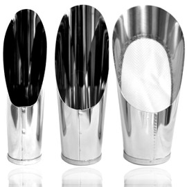 Bonsai Soil Scoop Metal 3 Pcs Set (Large with Soil Sifter, Medium, Small) Stainless Steel Garden Hand Soil Scooper, Professional Bonsai Tool Kit, Silver