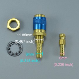 RIVERWELD Gas & Water Quick Connector Fitting Hose Connector with Blue Color for PTA DB SR WP 9 17 18 26 TIG Welding Torch 1Set