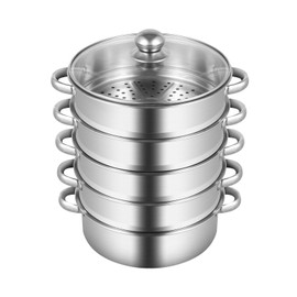 Steamer for Cooking 5 Tier Stainless Steel Food Steamer Multifunctional Steamer Pot Stackable Baskets Tamale Steamer Cookware Suitable Steamer Cookware Pot (26cm)