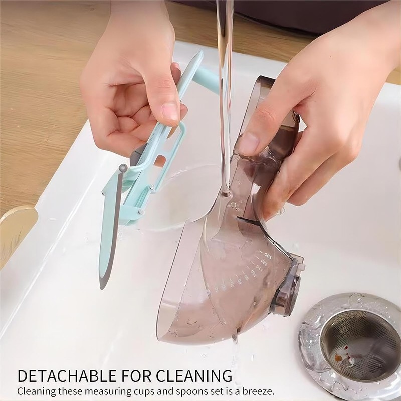 2pcs Adjustable Measuring Cups and Spoons Set Magnetic for Cooking,