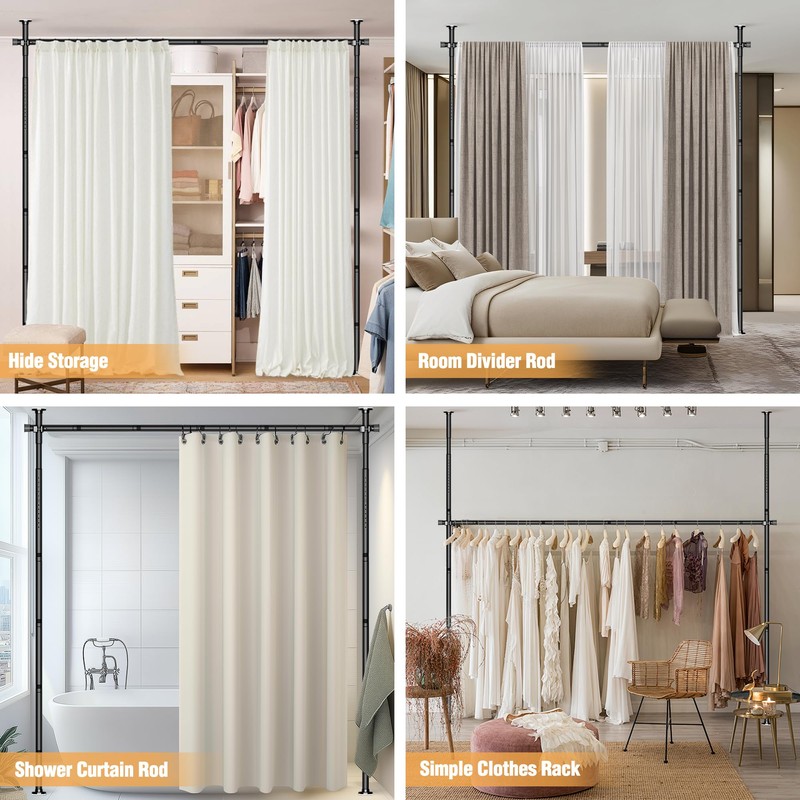 AKTOP Room Divider Curtain Rod, No Drilling Privacy Room Separator