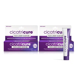 Cicatricure Cicatricure Face & Body Advanced Scar Gel, Scar Treatment for Old & New Scars, Fades Stretch Marks Away, Surgical Scars, Injuries, Burns and Acne Scar Treatment, For Adults & Kids, 1 oz (28g), 2-Pack