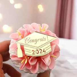 Congrats 2024 Gold Acrylic Cupcake Disc Toppers - Set of 6 by 3 LITTLE DESSERTS