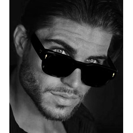 SUNBSR Classic Square Sunglasses for Women Men Trendy Thick Frame Rectangle Sun Glasses Chunky Black Shades （Black/Grey）