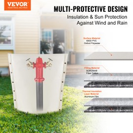 VEVOR Well Pump Covers - 24''W x 24''H, Backflow Preventer Insulation Cover, Sprinkler Covers for Outside, Insulated Pouch for Winter Pipe Freeze Protection Sprinkler Valves in Snow or Sun Exposure