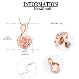 QGJNSGC Roseflower Cremation Jewelry for Ashes Infinity Urn Necklace for Ashes Memorial Keepsakes Jewelry for Women Girl Pets Loved One Memorial Jewelry