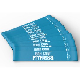 Iron Core Fitness Mini Loop Bands 10 Pack Exercise Resistance Band in Bulk for Trainers, Bootcamp, Gym. Workout Glutes, Thighs, Leg, Back, arms Cerrulean, Heavy