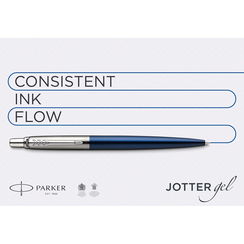 PARKER Jotter Gel Pen, Premium Oxford Grey Pinstripe, Medium Nib