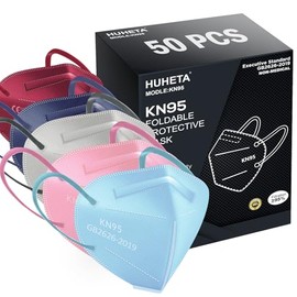HUHETA 50 PCs KN95 Face Mask, 5-Layer Face Mask Filter Efficiency≥95%