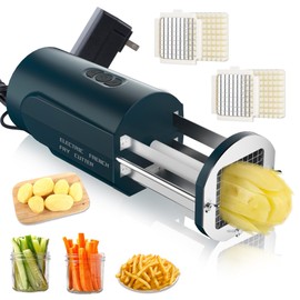 SIXRARI Electric French Fry Cutter, Automatic Potato Cutter Stainless Steel with 1/2 & 3/8 Inch Blade, Commercial and Household Potato Slicer, Vegetable Cutter, Use for Potato Carrot Apple