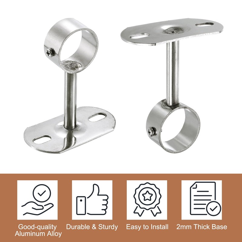 sourcing map 2 Pcs Ceiling Mount Bracket, Wardrobe Pipe Bracket,