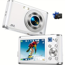 STUOGYUM 4K Digital Camera Autofocus Front And Rear Dual Selfie Camera, Front Camera For Student 16x Efficient Zoom, Capable Of Recording Videos, Taking Photos Used As A Network Camera 2.8 Inch Screen 13 Megapixel CMOS Sensor, Including 2 B - Color: Whit