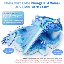 ZIRO Color Change Filament, Matte Multi Colors 3D Printer Filament, Faster Color Change by Length PLA, Dimensional Accuracy +/-0.03mm, 1KG/ 2.2lbs Spool, Fit Most FDM 3D Printer, Glacier
