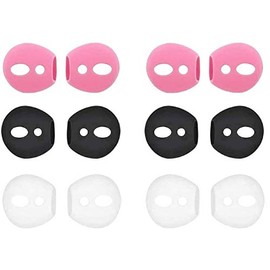 JNSA Fit in The Case AirPods Cover - 12 PCS 6 Pairs Ultra-Thin Anti-Slip Earbuds Silicone Covers Compatible with AirPods 2, 1 and EarPods, White, Black, Pink