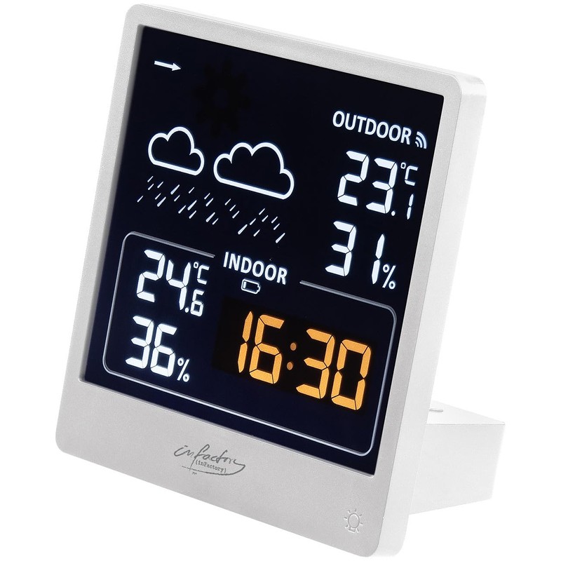 infactory Digital Barometer: Set of 2 Weather Station with Outdoor
