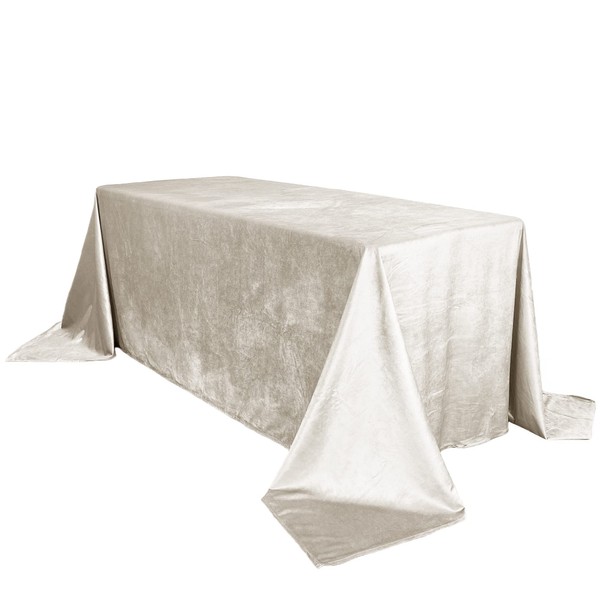 YOUR CHAIR COVERS - Rectangular Velvet Tablecloths - Ivory, Premium