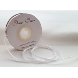 single roll of White Double faced Satin Ribbon 3mm, 10mm, 16mm, 25mm widths (3mm x 50M)