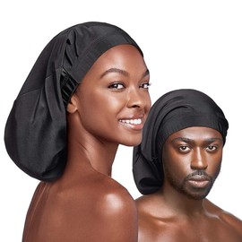 Unisex Silky Spandex Loc Cap, Dreadlocks & Braids Cap, Shower Cap, Sleep Cap, Black (X-Long) - Color: Super Jumbo