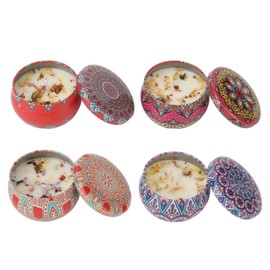 4pcs Dried Flower Aromatherapy Candle Set Long Lasting Aroma Scented Candle for Sleep Meditation Yellow Box