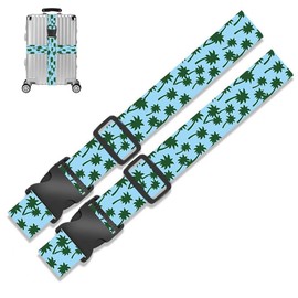 YAARUJEE Suitcase Belt, Load Tightening Belt, Multi-purpose, Fixing Belt, Length 6.9 ft (1.8 m), Width 2.0 inches (5 cm), Set of 2, Cool, Coconut Tree, Convenient for Travel, Adjustable, Lightweight,
