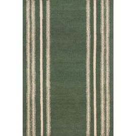 Rugs USA x Arvin Olano Kari Striped Wool Area Rug, 5x8, Dark Green