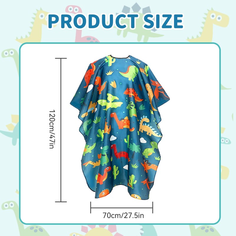 Katyjun Children's Hairdressing Cape, Dinosaur Cutting Cape, Hairdresser, Green