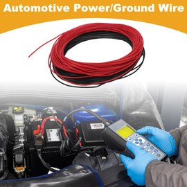 Partuto 1 Set 26AWG Universal Ground Wire Car Radio, Automotive, Car Speakers Power Wire Fully Insulated& Soft Touch Jacket TC Black,Red 49FT Black+49FT Red