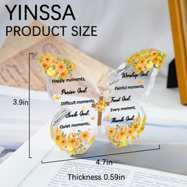 YINSSA Butterfly Gifts For Women Christian Gifts For Women Birthday Gift For Friends Sister Mom Acrylic Butterfly Religious Scripture Gift Valentines Birthday Present Christian Desk Decor