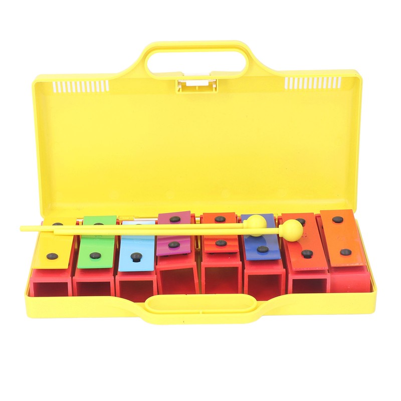 8 Note Colorful Resonator Bells with Case Removable Plates Plastic
