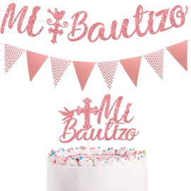 Bautizo Banner Bautizo Decoración para tarta Bautizo Bautizo Decoración de bautizo Bandera triángulo con purpurina, telón de fondo Bautizo Decoración de bautizo para decoración de primera comunión
