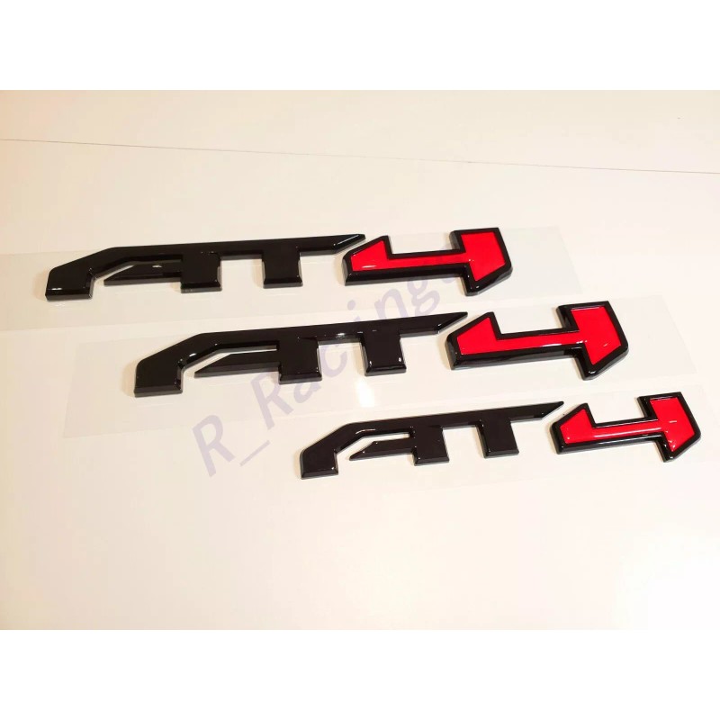 GMC 4PCS Gloss Black Red AT4 Emblem Sierra Letters Fit