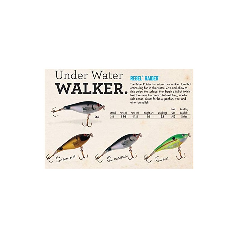 Rebel Lures S60517 Raider - Citrus Shad, 1 5/8", 1/8