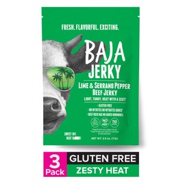 Baja Beef Jerky | Keto Friendly, Gluten Free, Low Calorie Craft Jerky | 25g Protein, 100% All-Natural Beef, No Nitrates | 3 pack 2.5 Oz Bags