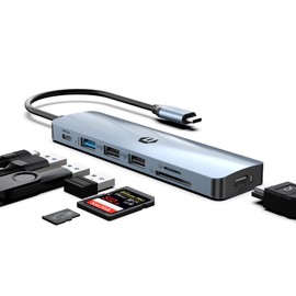 7 in 1 USB C Hub Dual Monitor Adapter, Multiport Type C Dock with 4K HDMI, USB 3.0/USB 2.0, 100W PD, SD/TF Card Reader USB C Adapter Compatible with for MacBook Pro/Air, Type C Laptops