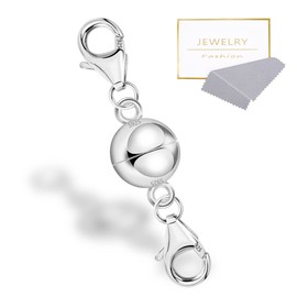 ALEXCRAFT Magnetic Necklace Clasps and Closures, 925 Sterling Silver Magnetic Clasp 14K White Gold Plated Converter Closures Ball Connector Clasps for Bracelet Anklet Neckalce DIY Jewelry Making
