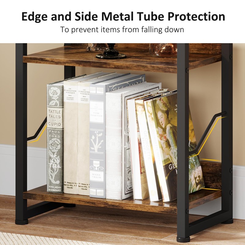 Hosfais 5 Tier Tall Bookshelf: Industrial Wood Book Shelf with